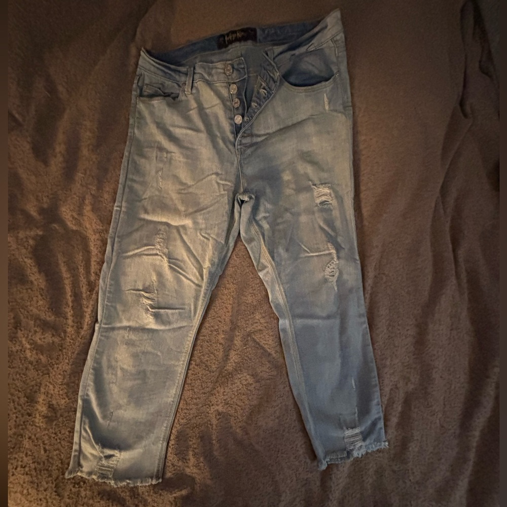 Indigo Rein Light Blue Distressed Boyfriend Jeans